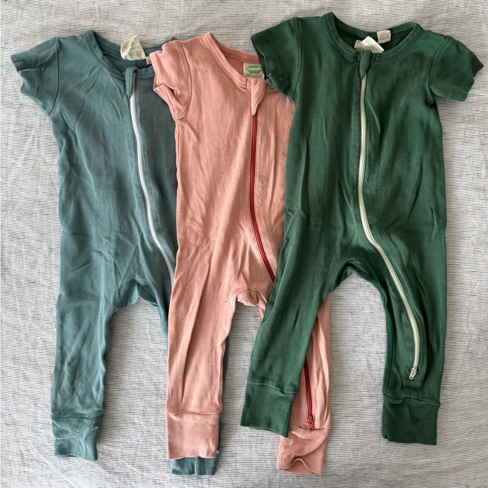 Parade pajamas (3), Organic Cotton, Short-Sleeve Footless, 6-12 months